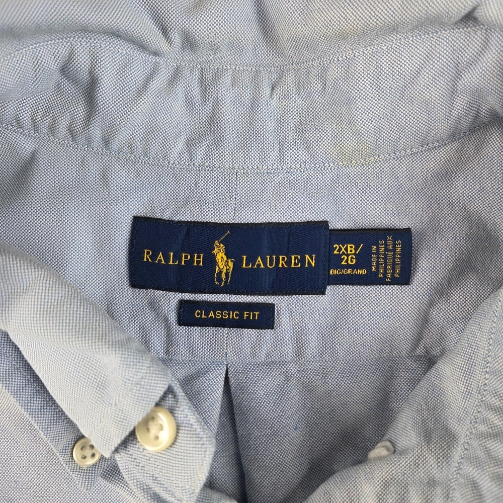 Polo Ralph Lauren Shirt Oxford Mens 2XB Blue Button Down Short Sleeve Classic - Picture 4 of 7